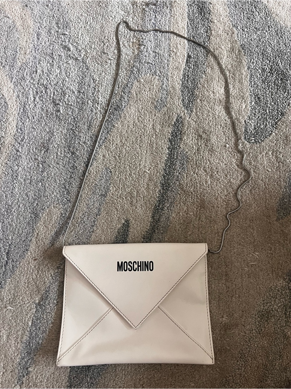 Moschino White Envelope Crossbody Clutch with Logo - Picture 4 of 4